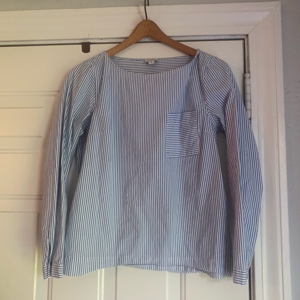 J. Crew Blue and White Striped Shirt